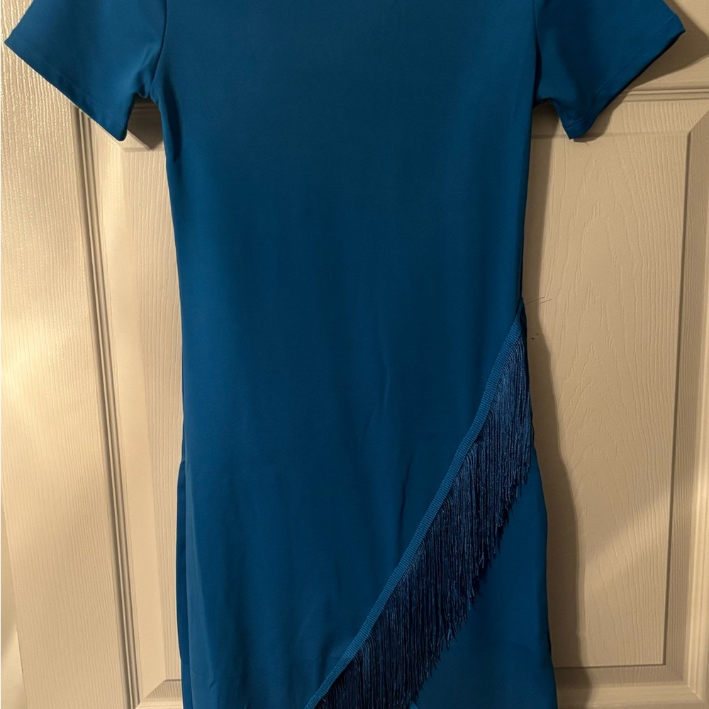 Short sleeve fringe midi dress
